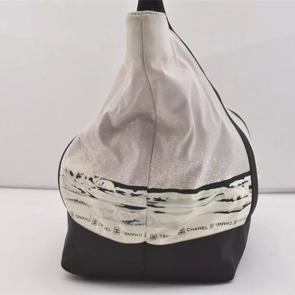 Authentic CHANEL Sports Line High Summer Nylon Leather CC Tote Bag Gray - Picture 12 of 16